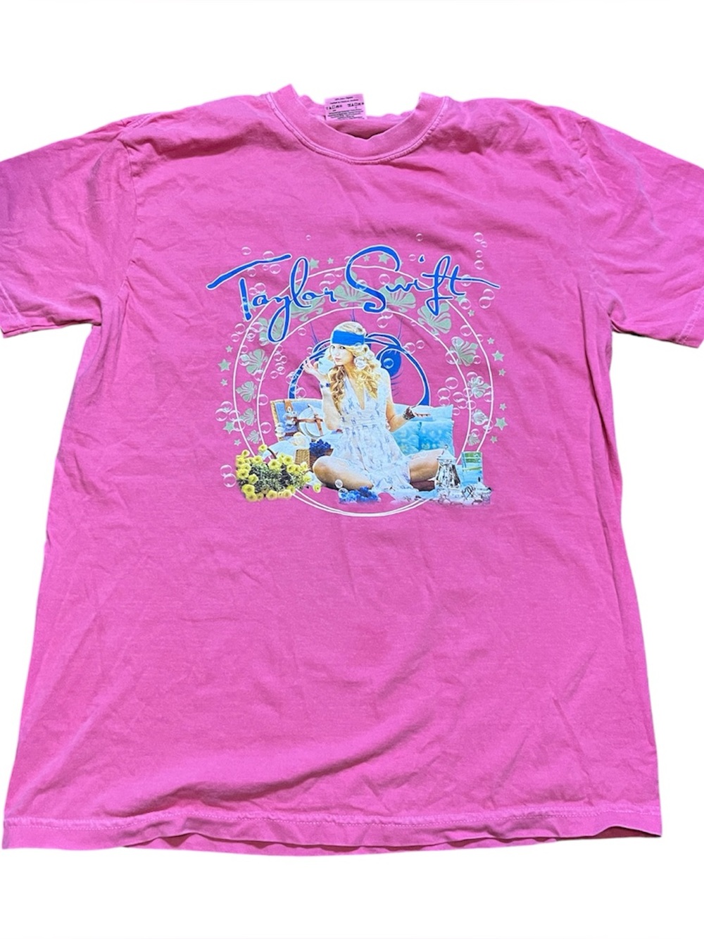 Taylor Swift Fearless Tea Party Concert Graphic T Shirt Vintage 2008 Sz M Pink